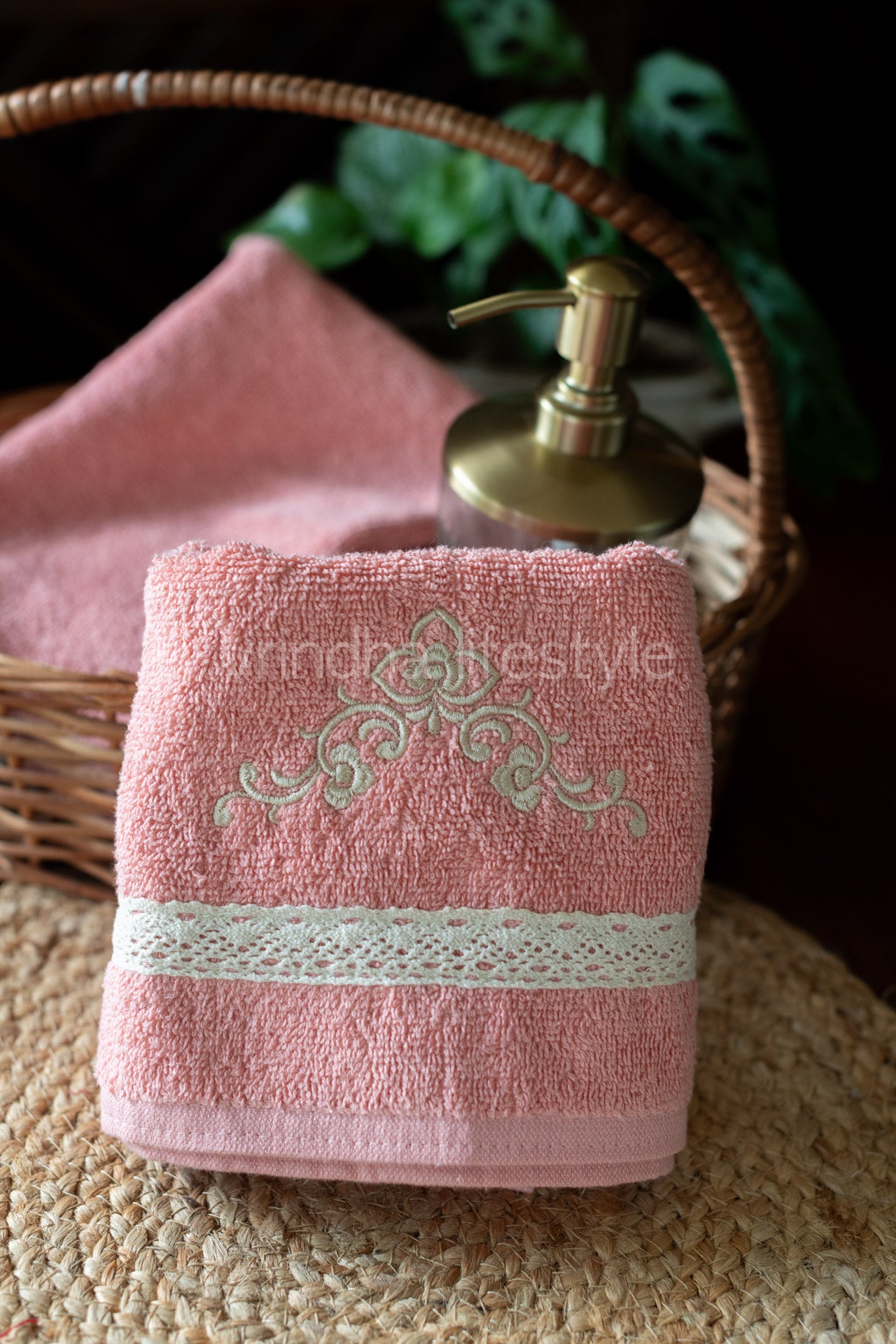 SOFT HAND TOWEL with embroidery and lace detailing -16x24 inches( single unit)