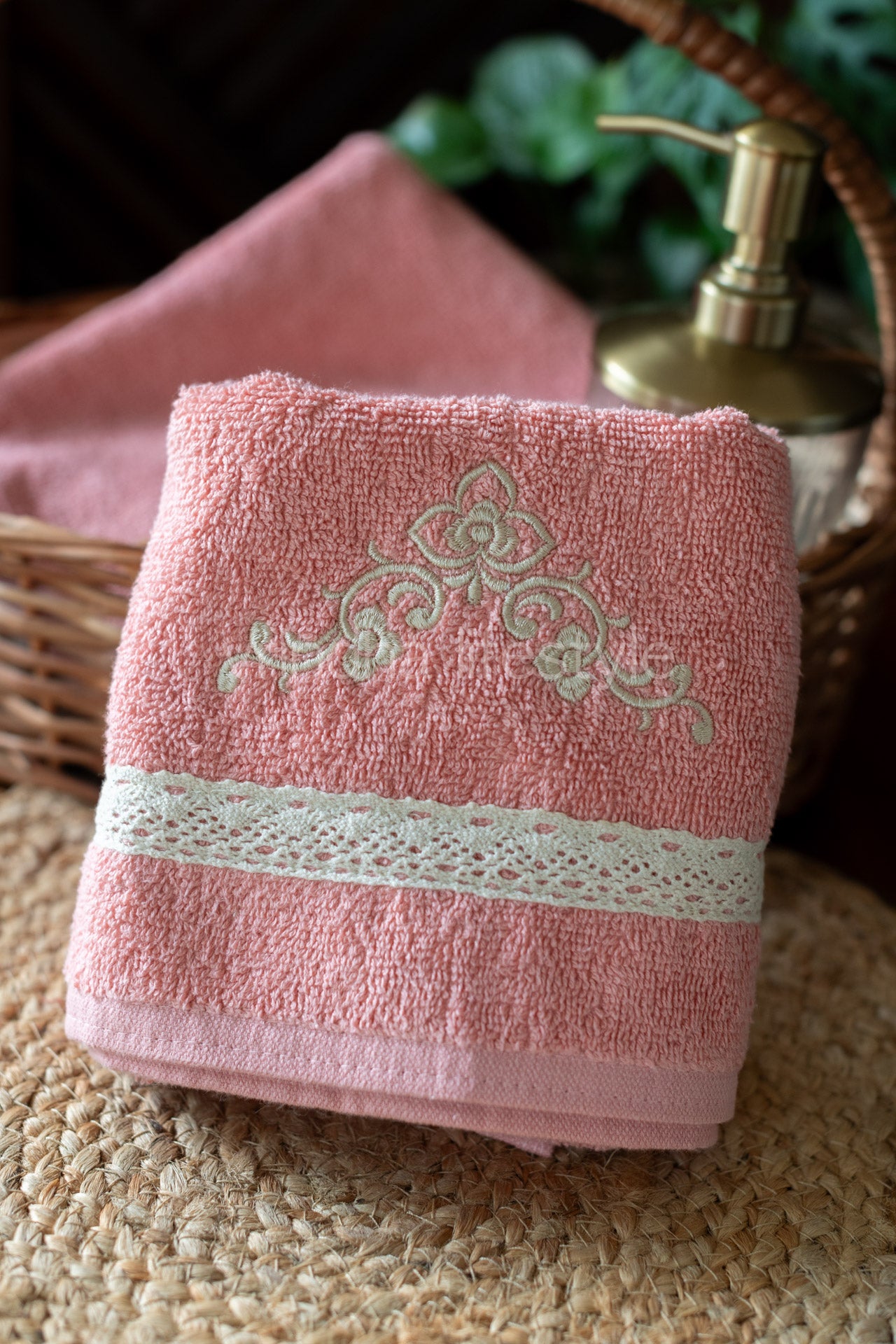 SOFT HAND TOWEL with embroidery and lace detailing -16x24 inches( single unit)