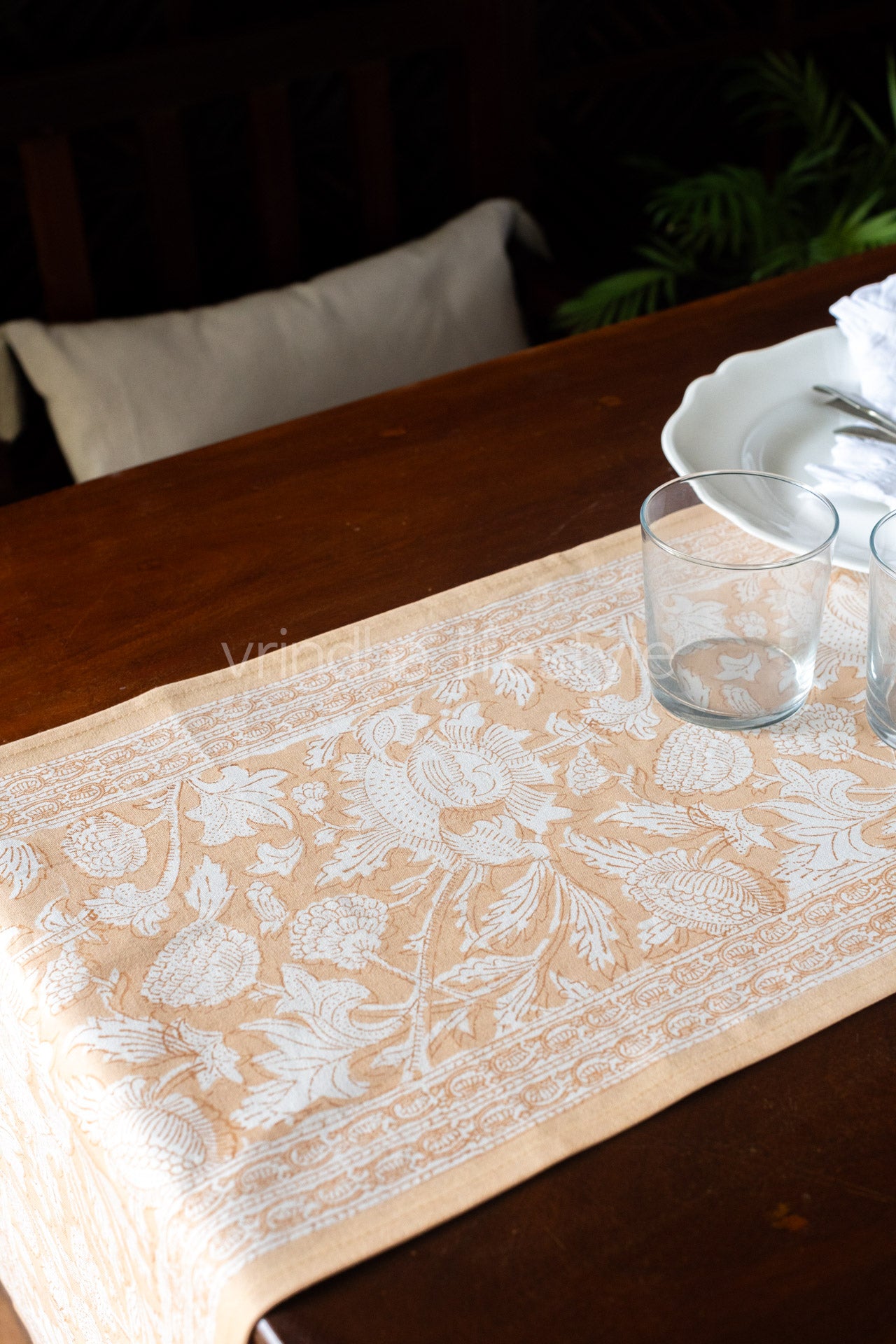 HANDBLOCK PRINTED TABLE RUNNER(13 x 72 inches)