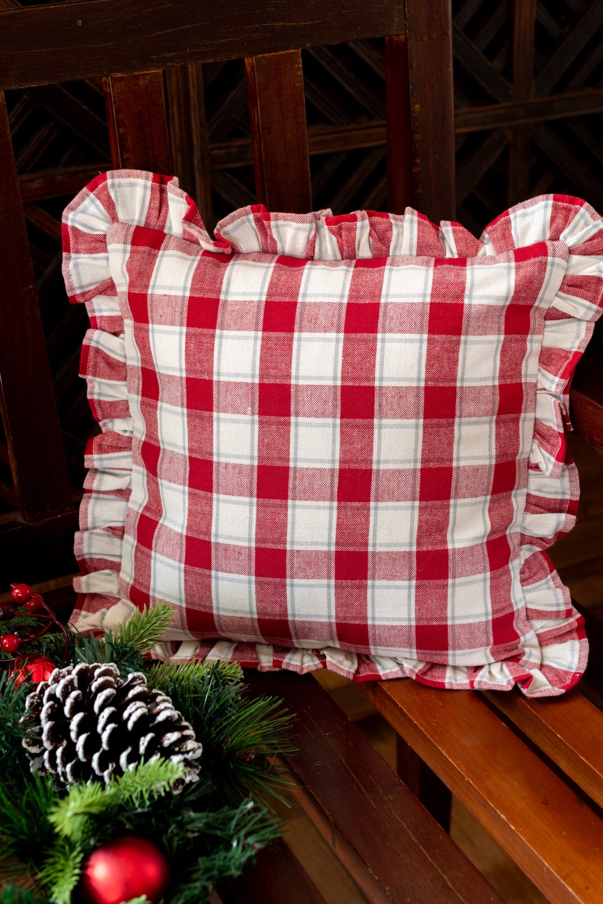 Woven cotton cushion cover with frill detailing-Single unit-customisable