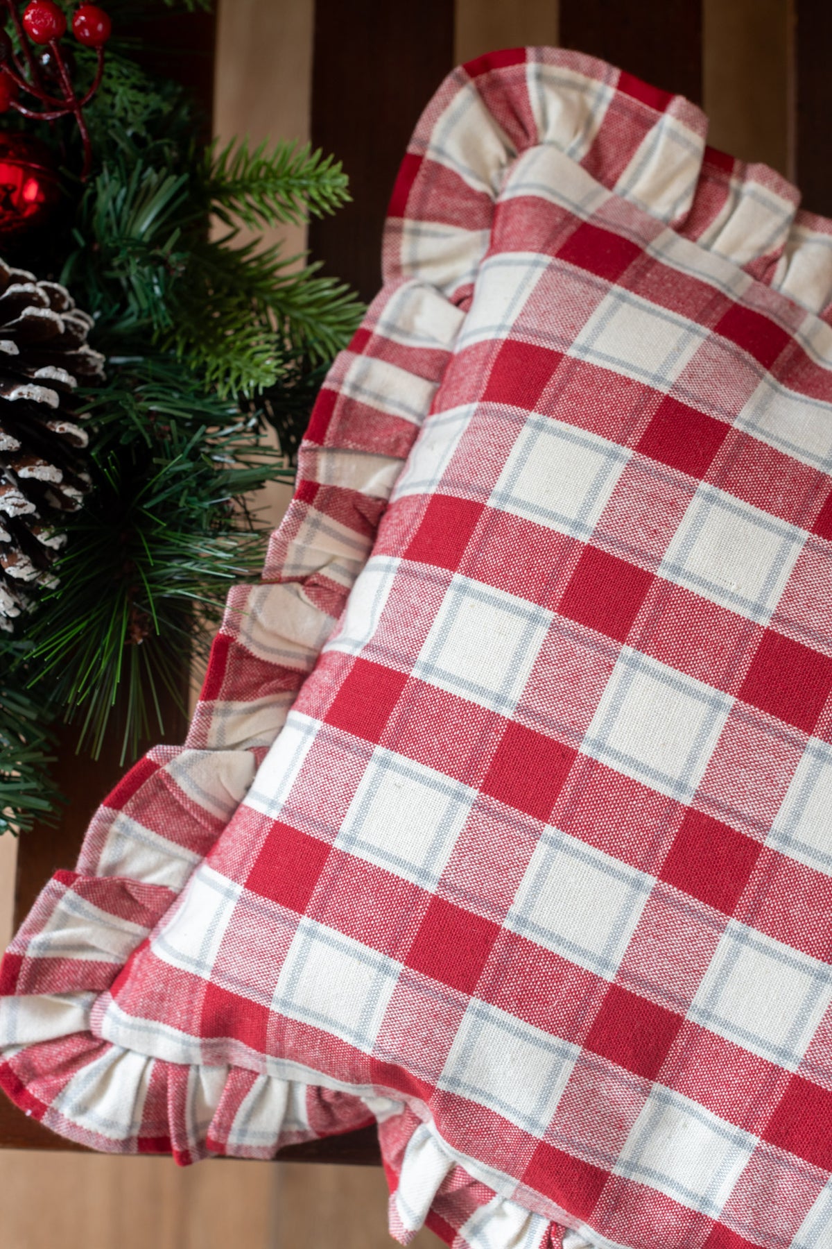 Woven cotton cushion cover with frill detailing-Single unit-customisable