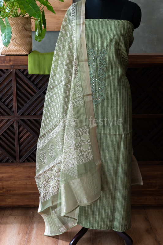 SEMI SILK BEAD WORK SALWAR MATERIAL