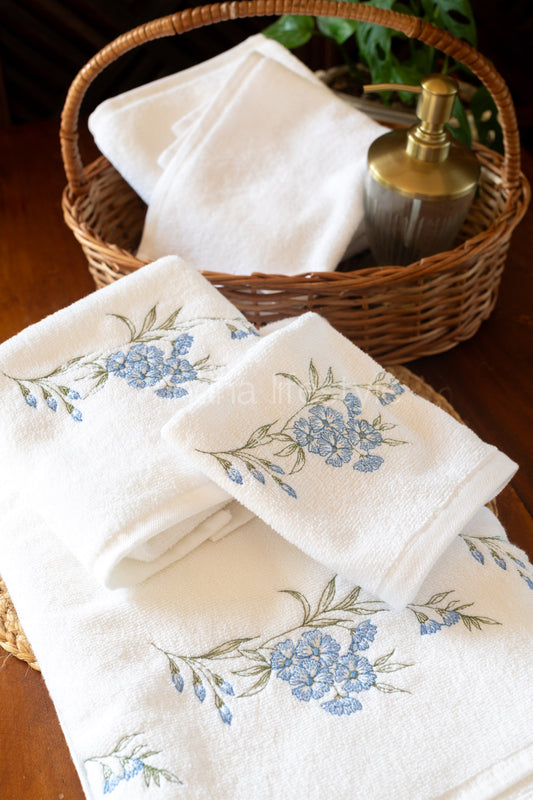 Embroidered towel set-Set of one bath towel, hand towel and face towel -Set of 3