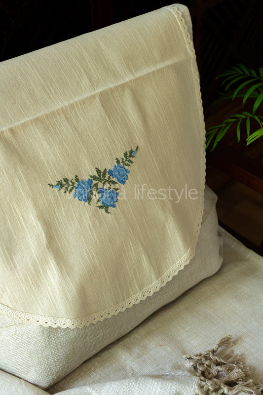 SOFA BACK COVER-with embroidery and lace detailing -Set of 5