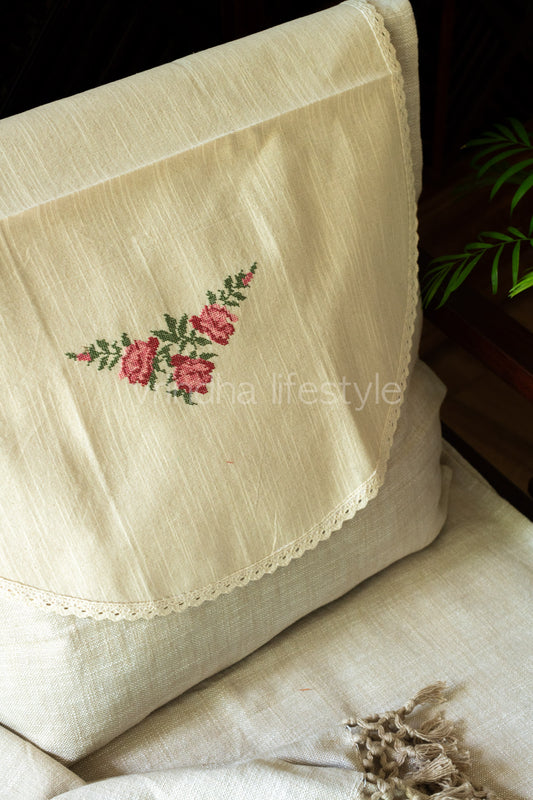 SOFA BACK COVER-with embroidery and lace detailing -Set of 5