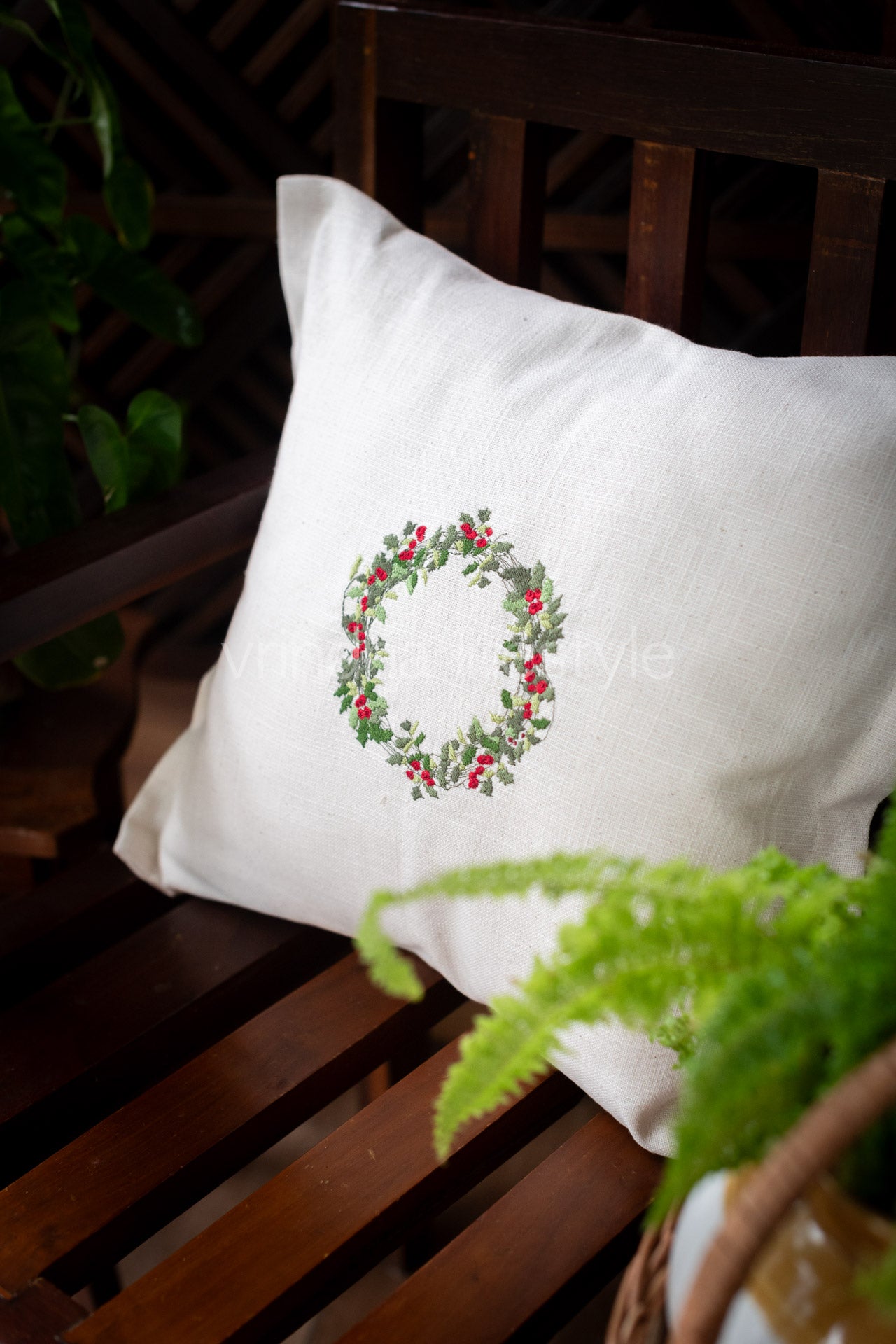 Cotton cushion cover with embroidery ,with flap opening-Single unit- 16x16 inches