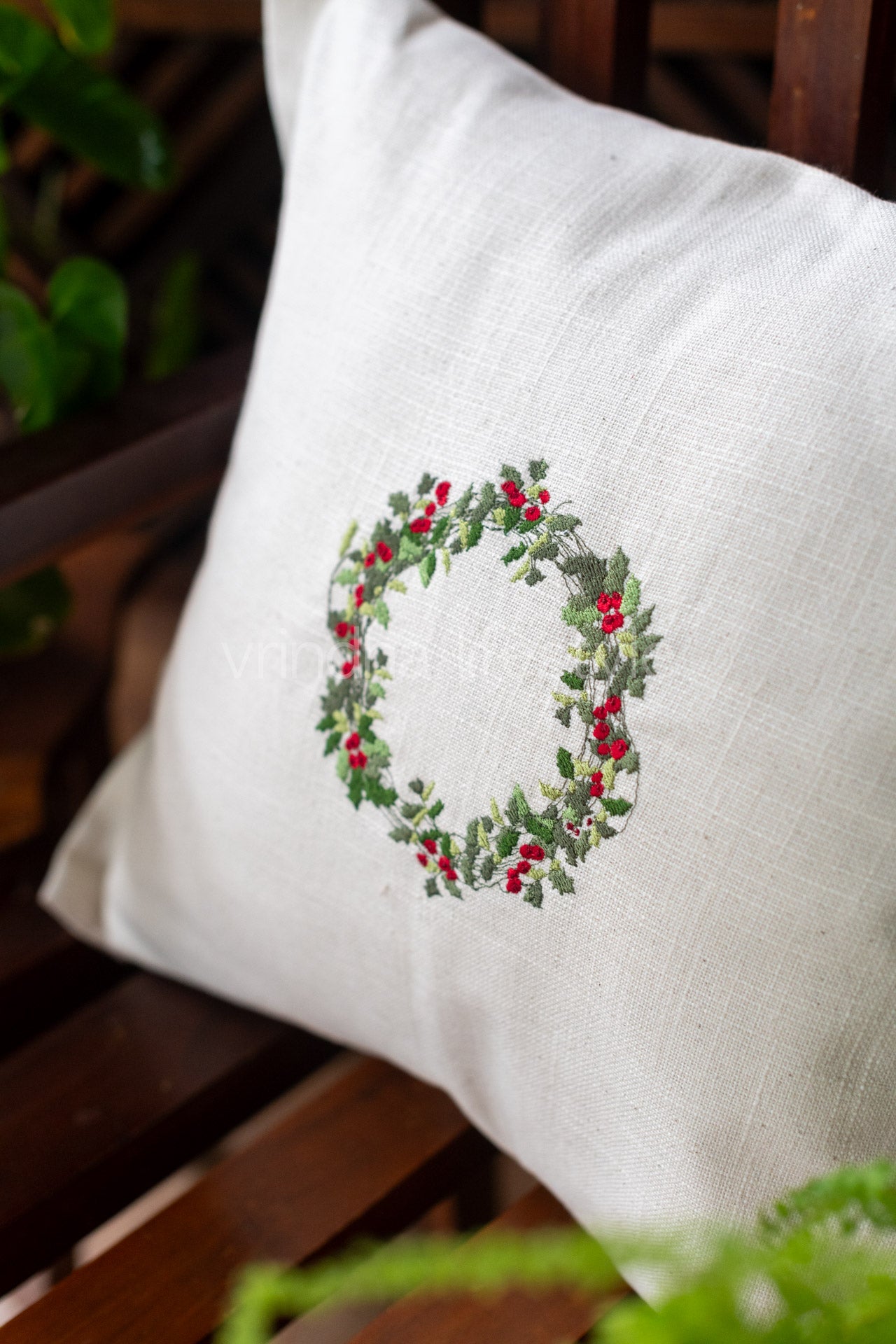 Cotton cushion cover with embroidery ,with flap opening-Single unit- 16x16 inches