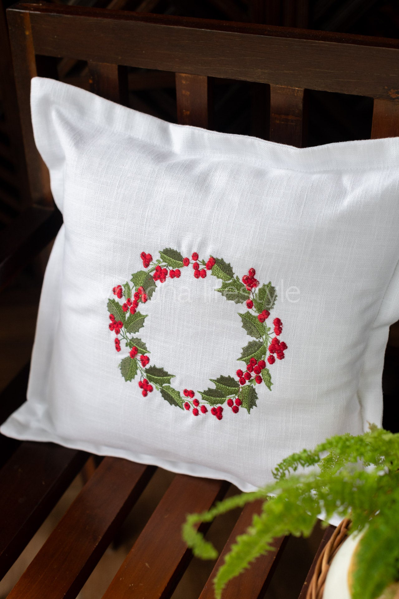 Cotton cushion cover with embroidery ,with flap opening-Single unit- 16x16 inches