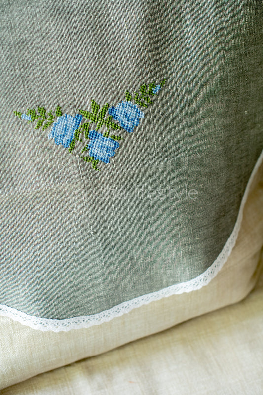 SOFA BACK COVER-with embroidery and lace detailing -Set of 5