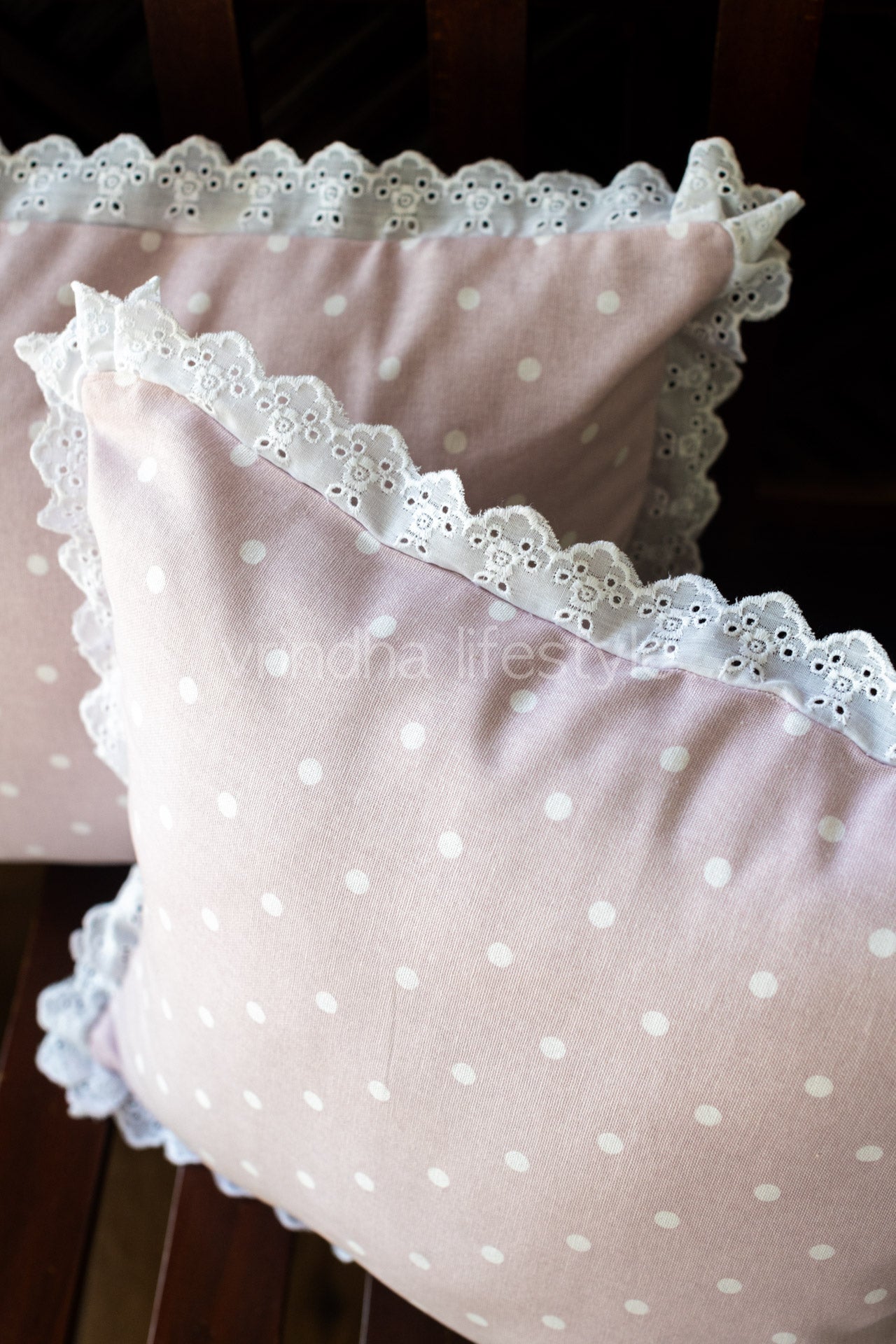 CHECKS -CUSHION COVERS with lace detailing-Single Unit