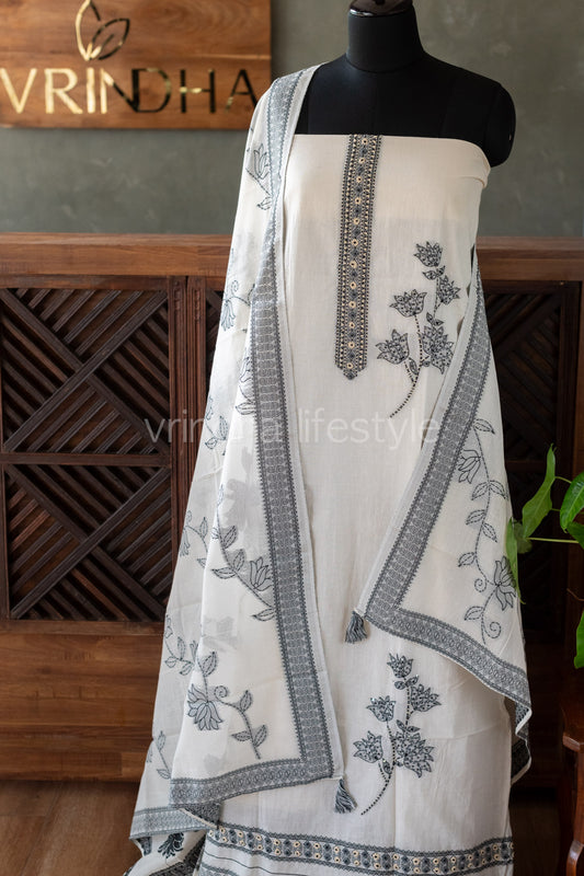 Cotton Salwar material with hand embroidery