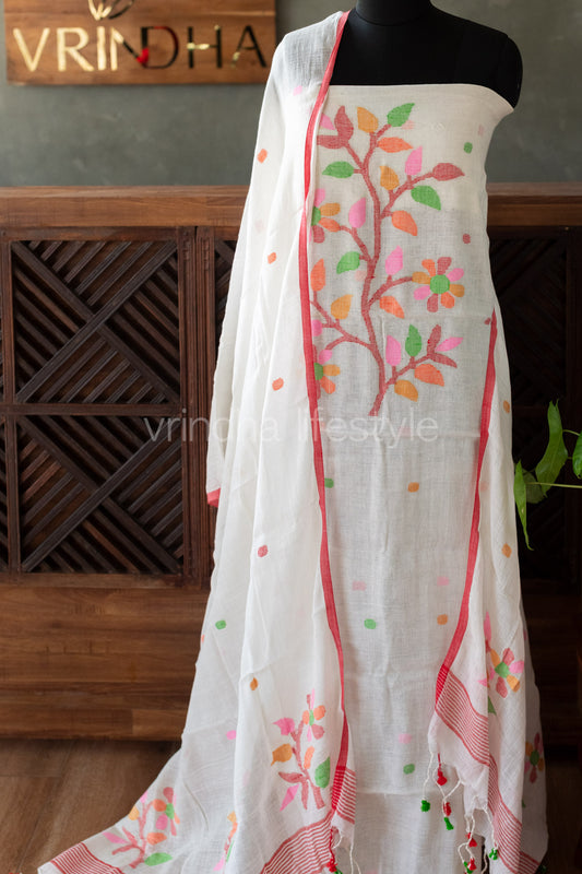 Pure linen Jamdhani Salwar material-2 pcs set