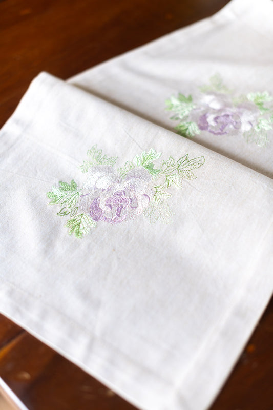 Cotton table runner with embroidery- 14x100 inches