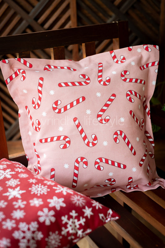 Printed cotton cushion cover with flap opening -16 inches