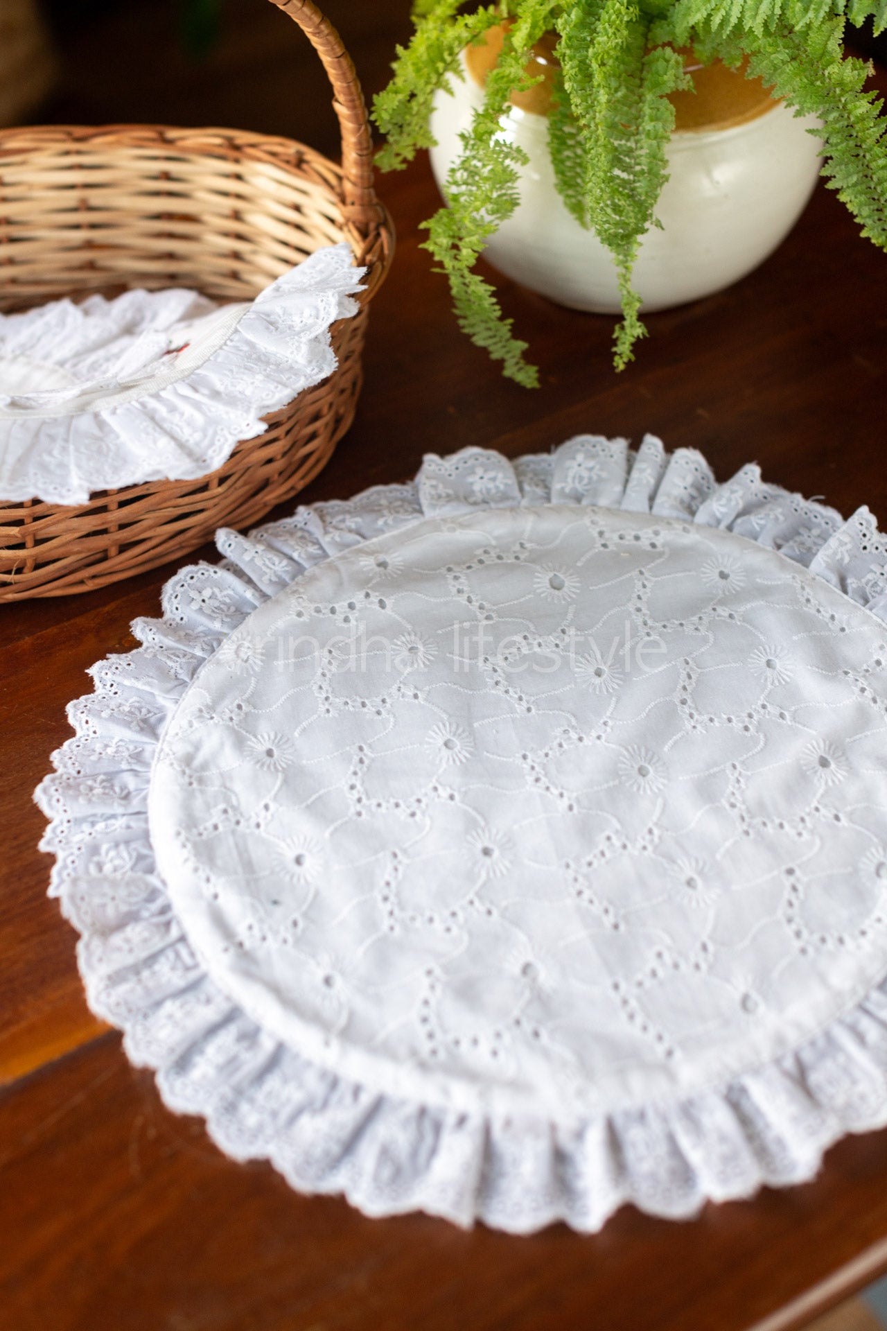 HAKOBA COTTON PLACEMAT with frill -16 inches-SINGLE UNIT