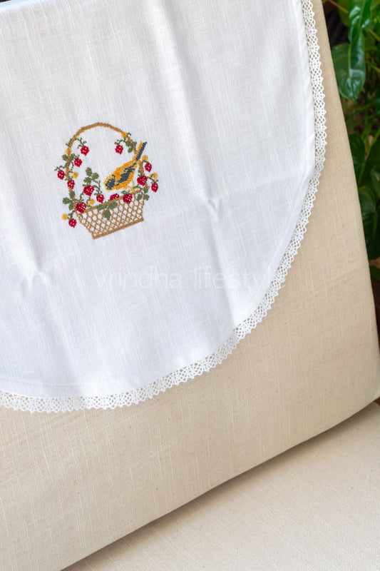 SOFA BACK COVER-with embroidery and lace detailing -Set of 5