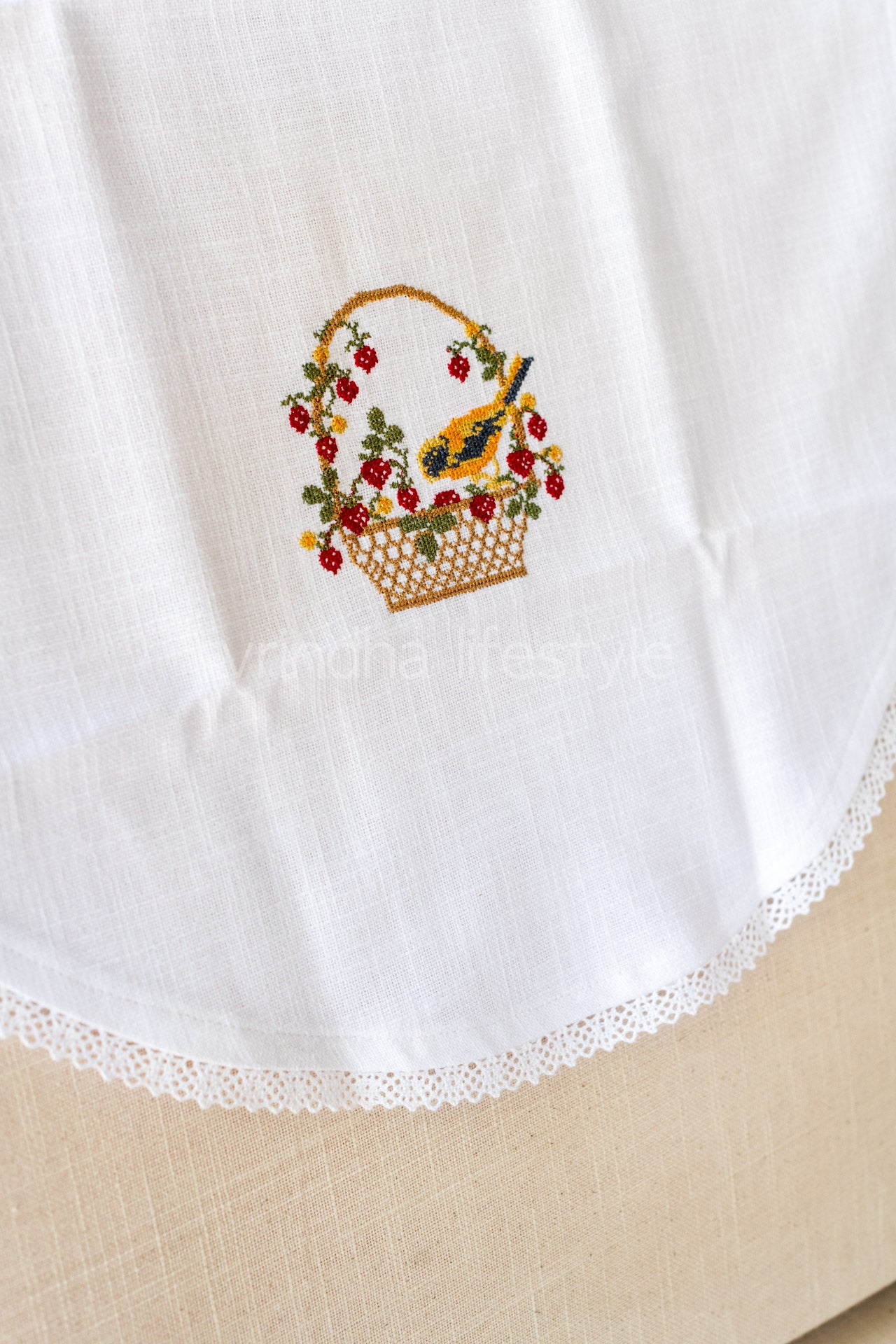 SOFA BACK COVER-with embroidery and lace detailing -Set of 5