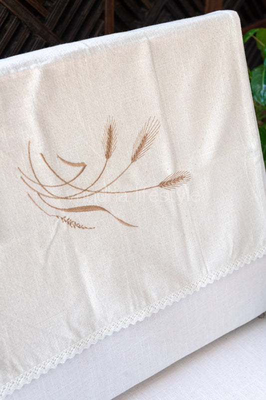 SOFA BACK COVER-with embroidery and lace detailing -Set of 3+1+1