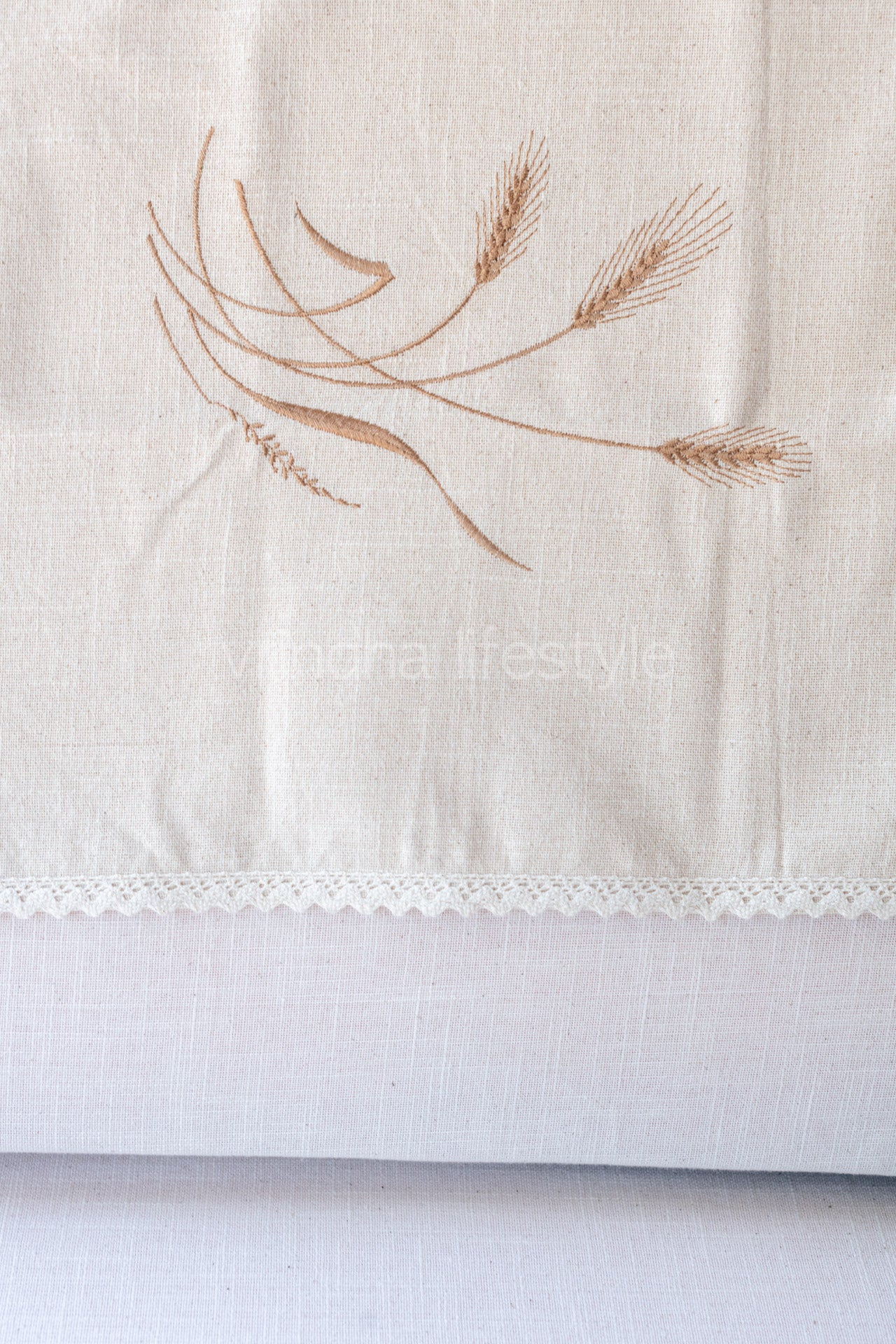 SOFA BACK COVER-with embroidery and lace detailing -Set of 3+1+1