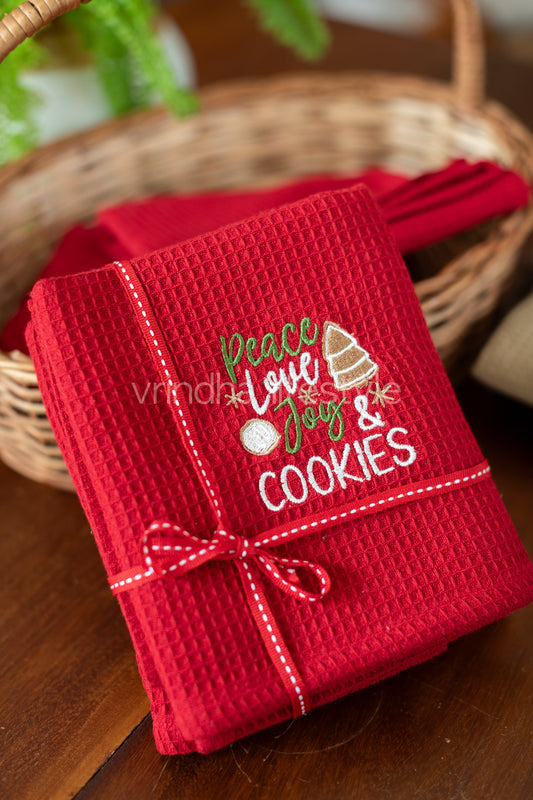 Embroidered waffle kitchen towel set -2 piece-Gift set