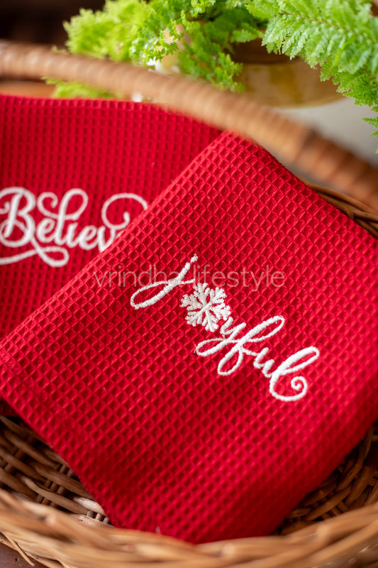 Embroidered waffle kitchen towel set -2 piece-Gift set