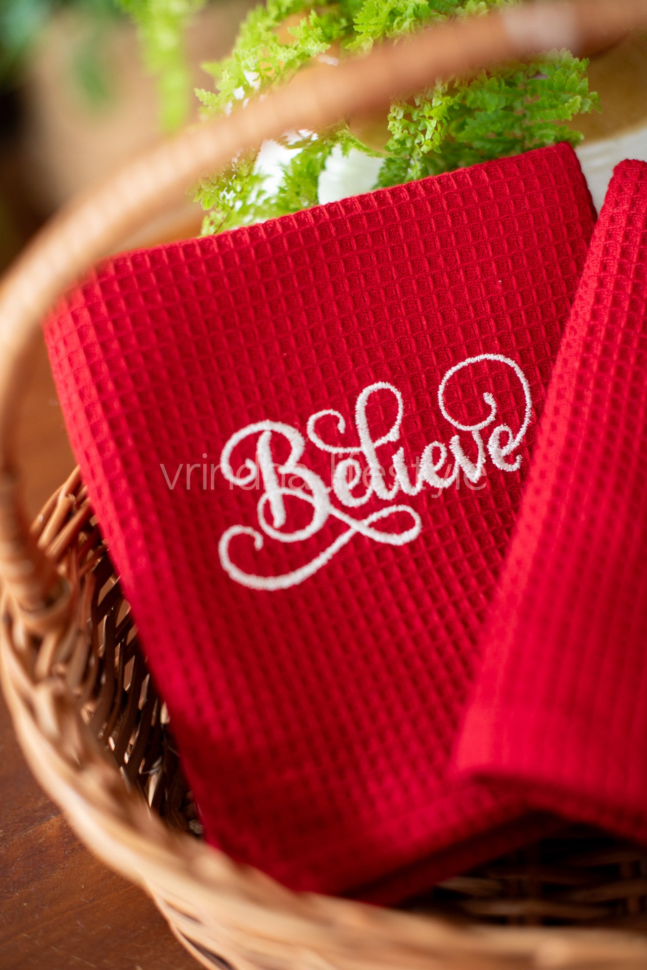 Embroidered waffle kitchen towel set -2 piece-Gift set