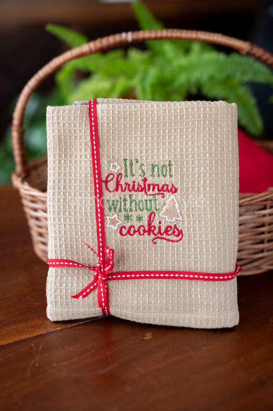 Embroidered waffle kitchen towel set -2 piece-Gift set