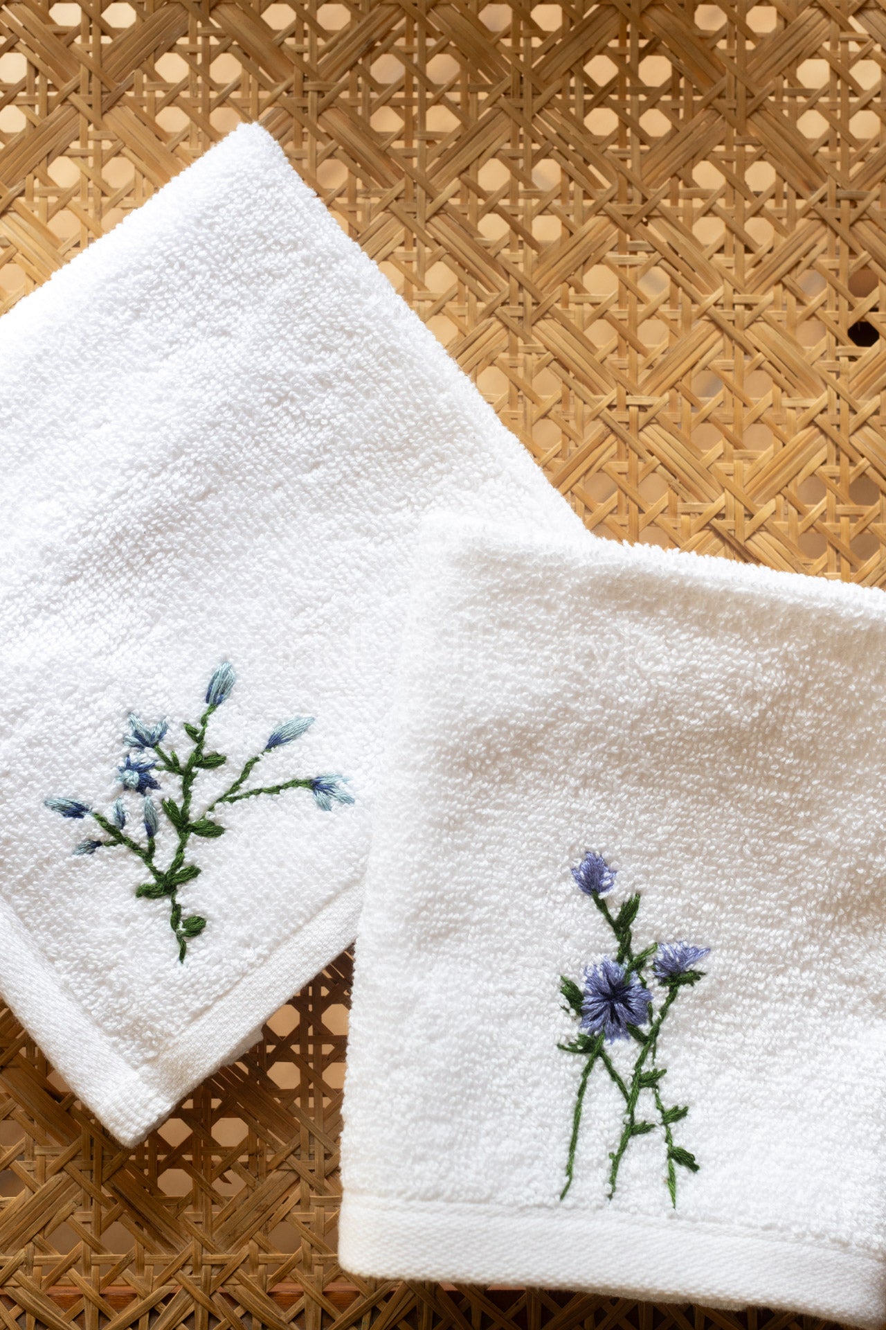 SOFT FACE TOWEL WITH HAND EMBROIDERY, 12inch x 12 inch -set of two