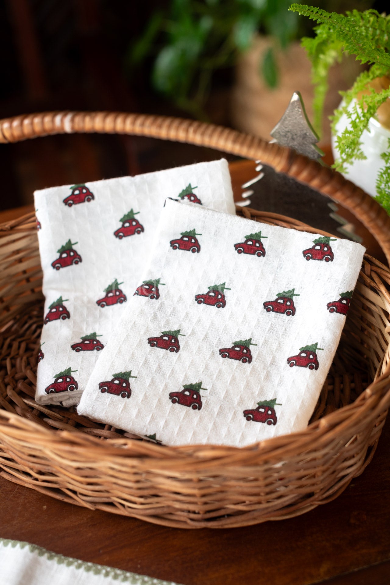 Cotton waffle Kitchen towels-Set of two-2 piece gift set