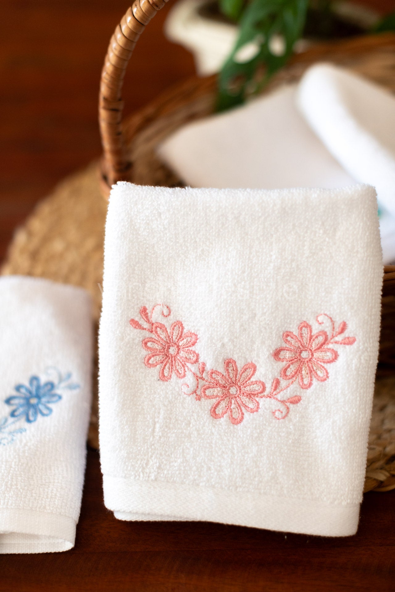 SOFT FACE TOWEL WITH EMBROIDERY, 12inch x 12 inch -set of two