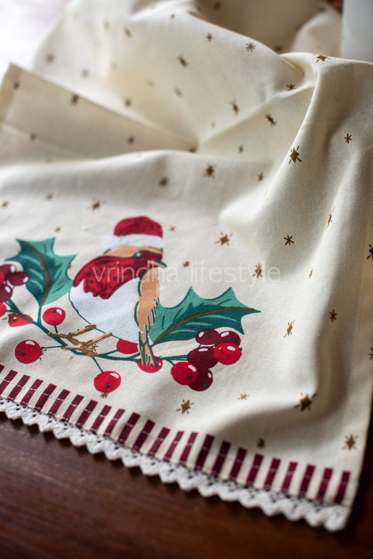 Reversible Fabric bowl covers-Set of 1 medium size bowl cover with 1 kitchen towel -Bakers 2 pcs gift set