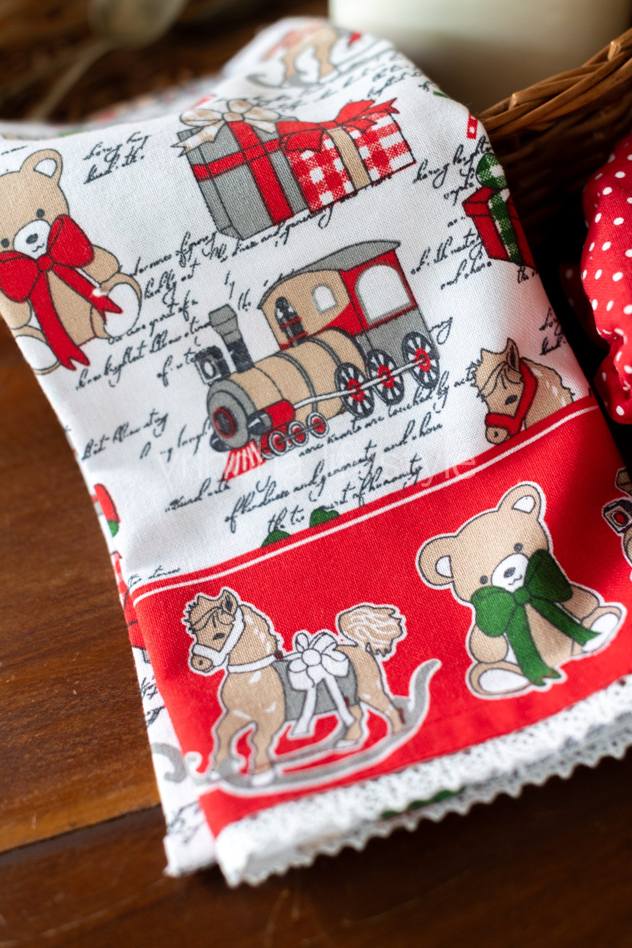 Reversible Fabric bowl covers-Set of 1 medium size bowl cover with 1 kitchen towel -Bakers 2 pcs gift set