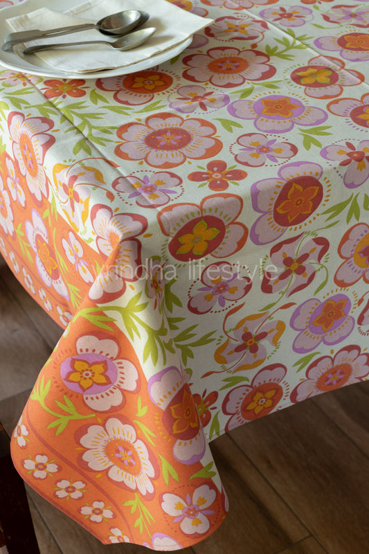 PRINTED COTTON TABLE CLOTH -6/8 SEATER