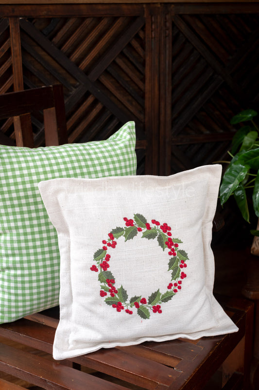 Cotton cushion cover with embroidery -Single unit- 12x12-customisable