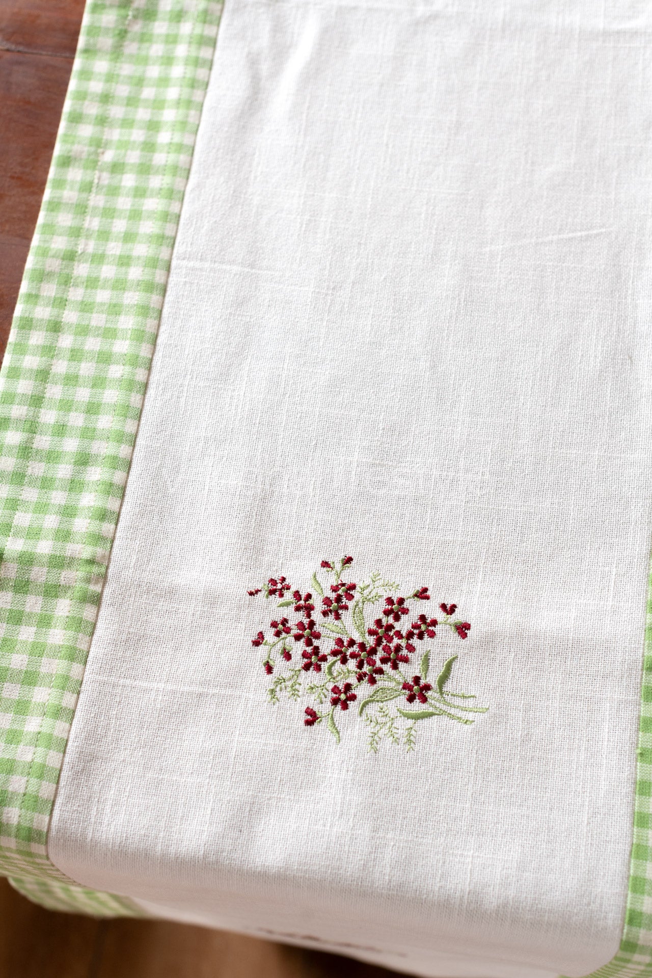 Cotton table runner with embroidery- 15x51 inches-customisable