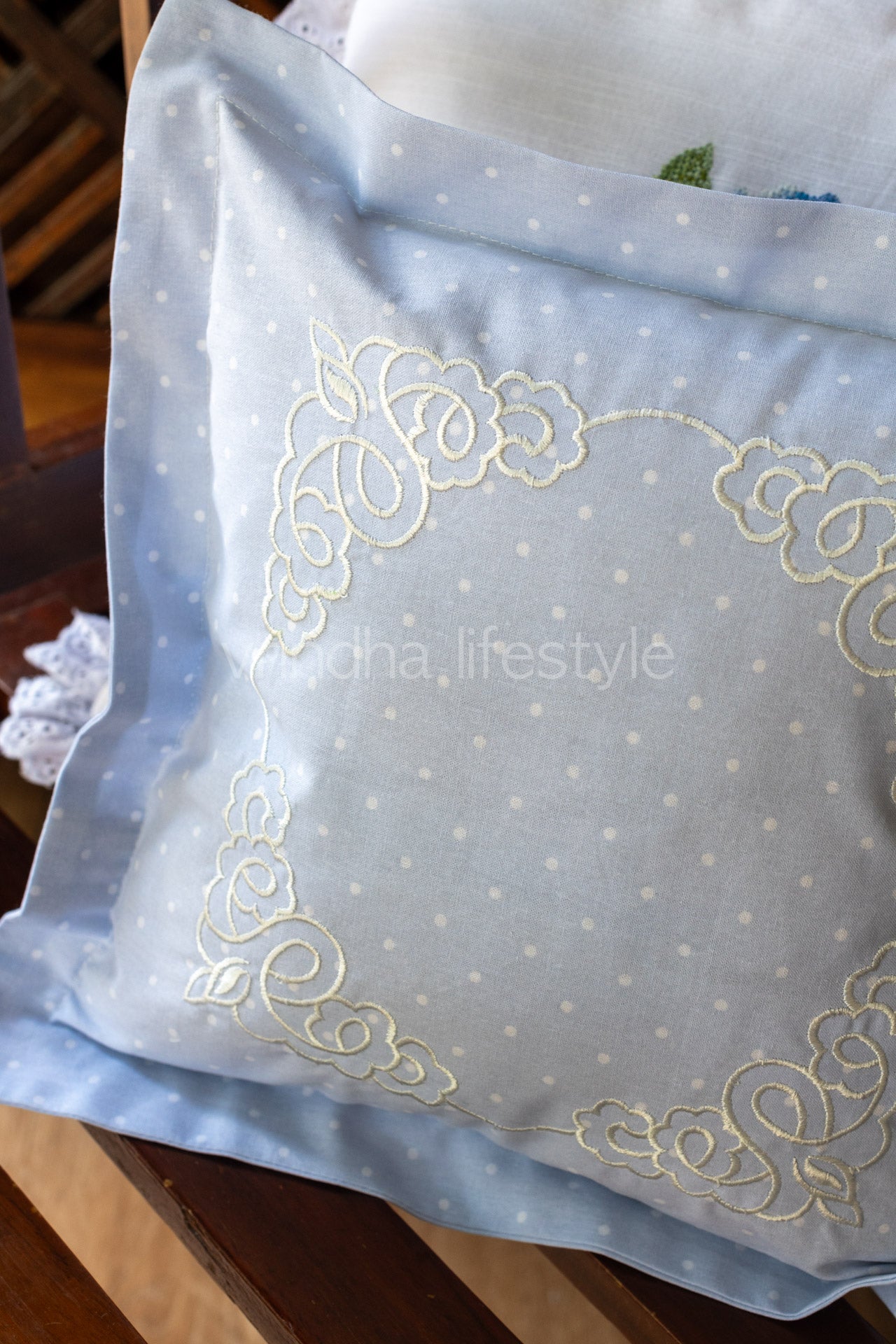 Cotton cushion cover with embroidery  -Single unit- 12x12