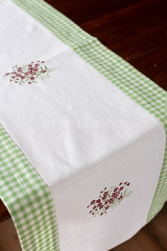 Cotton table runner with embroidery- 15x51 inches-customisable