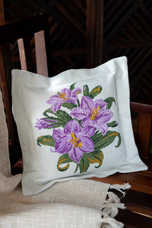 Cotton cushion cover with embroidery -Single unit- 12x12