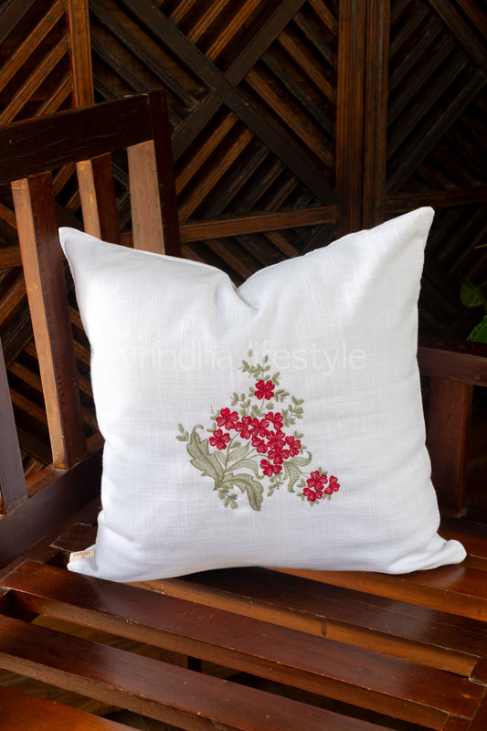 Cotton cushion cover with embroidery -Single unit- 16x16 inches