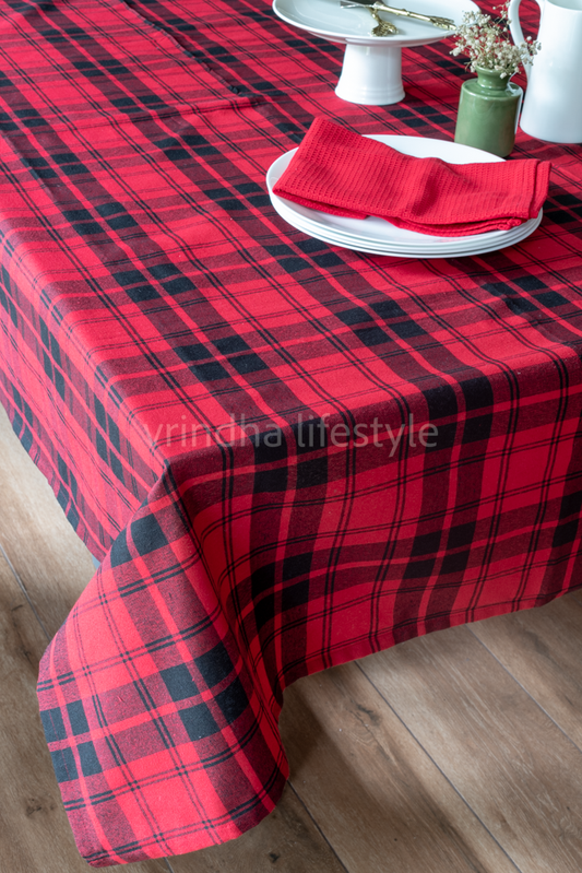 CHRISTMAS THEME TABLE CLOTH,Plaid-8 seater