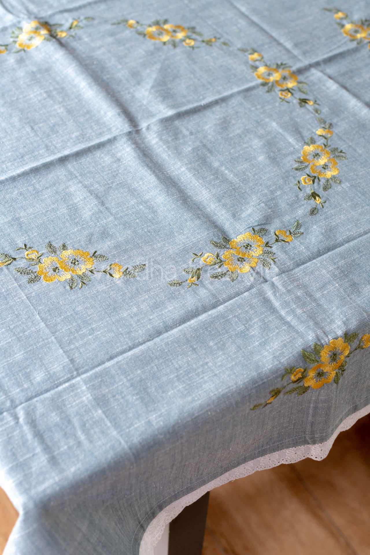 COTTON TABLE CLOTH with embroidery -Square -coffee table cover-customisable