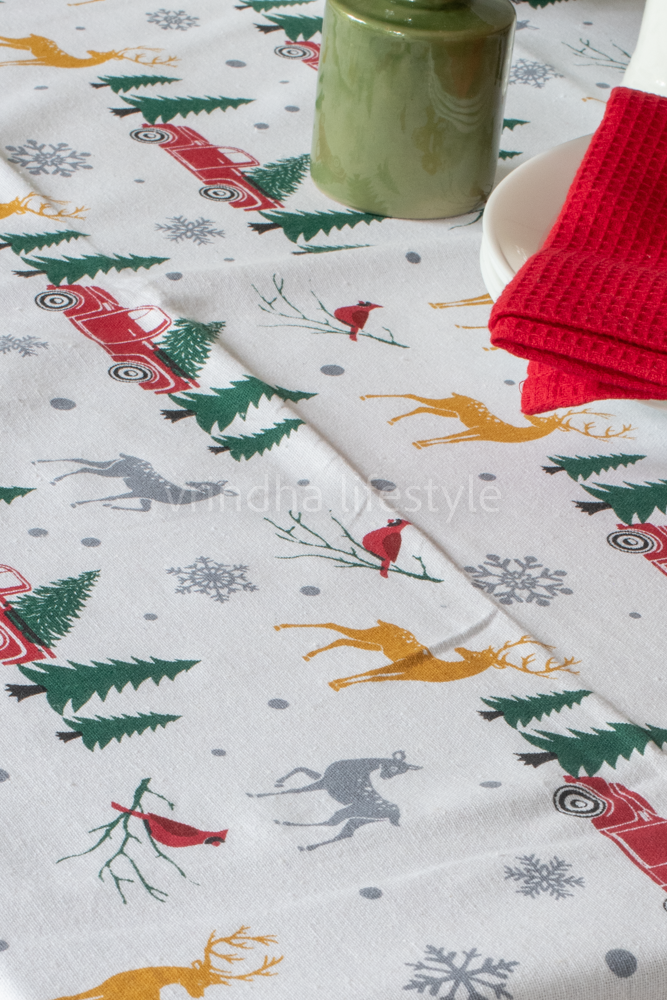 PRINTED COTTON TABLE CLOTH -10 TO 12 SEATER