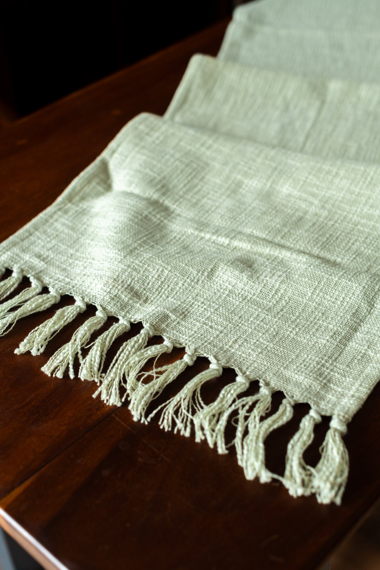 JUTE COTTON Table runner with tassels -TNT Fabric -16x78 inches( customisable )