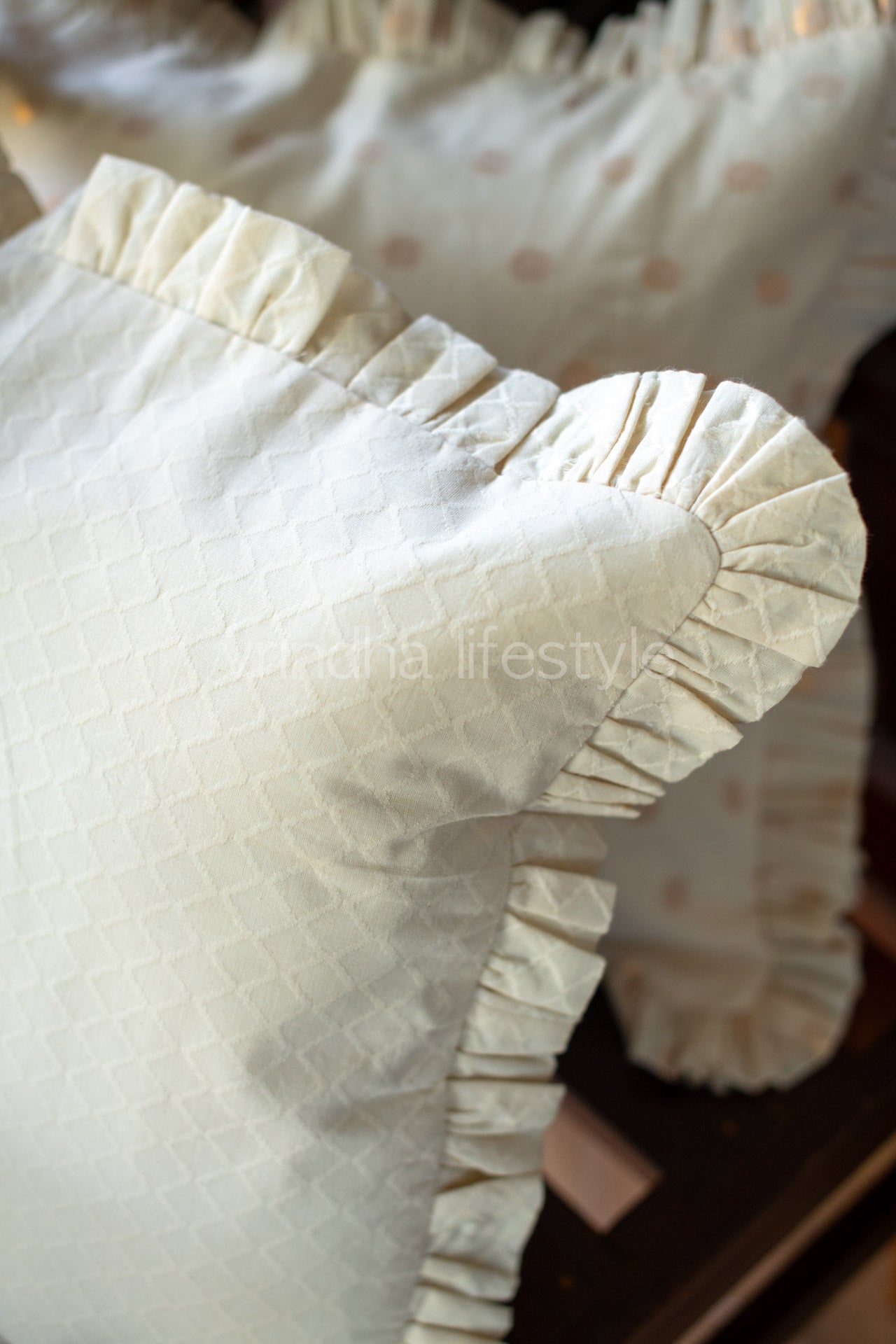 COTTON JAQUARD CUSHION COVERS with frill-Single Unit-Customisable