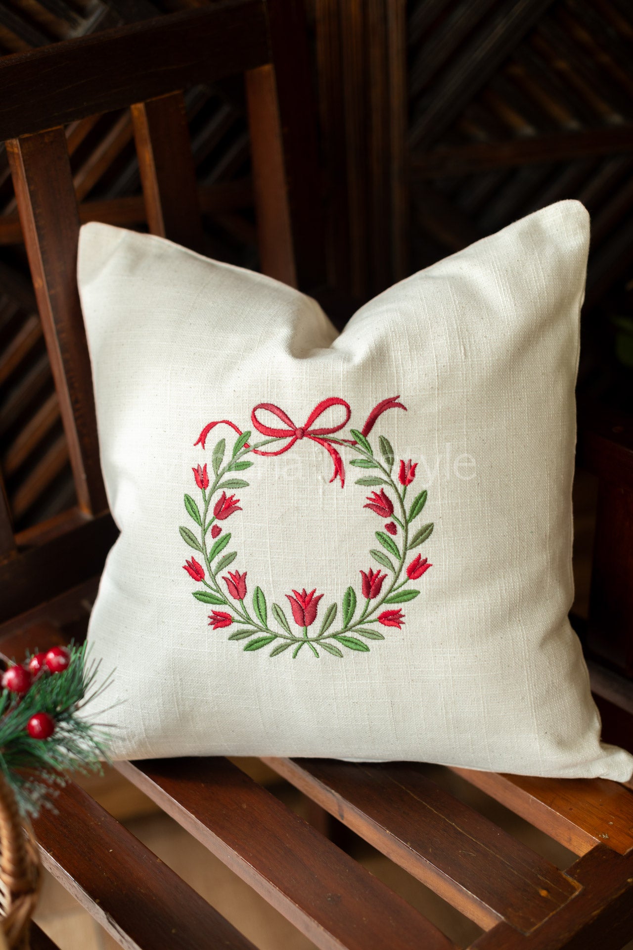Cotton cushion cover with embroidery -Single unit- 16x16 inches-customisable