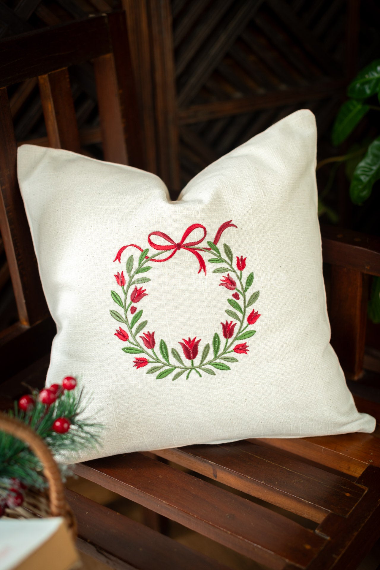 Cotton cushion cover with embroidery -Single unit- 16x16 inches-customisable
