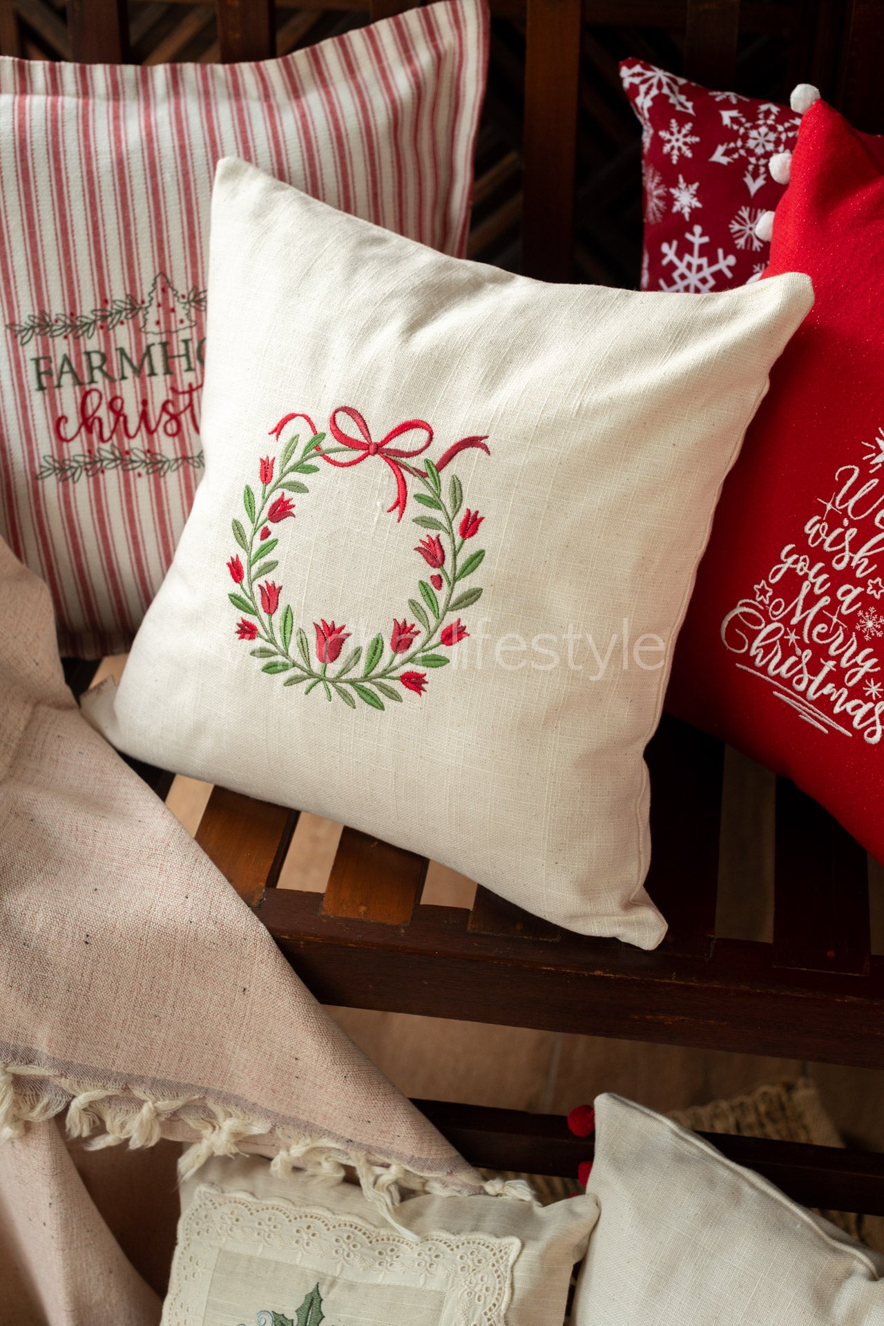 Cotton cushion cover with embroidery -Single unit- 16x16 inches-customisable