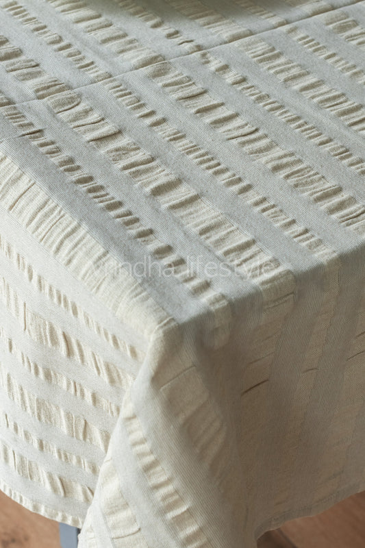 COTTON SEERSUCKER STRIPED table cloth -6/8 seater-Customisable