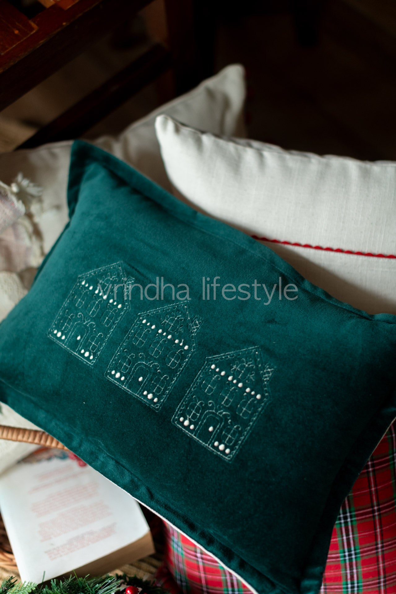 COTTON VELVET LUMBAR PRE FILLED CUSHION -12x18 inches-single unit