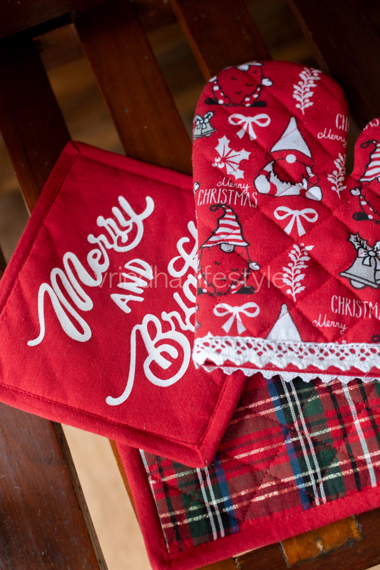 Oven gloves with pot holder-2 piece-gift set